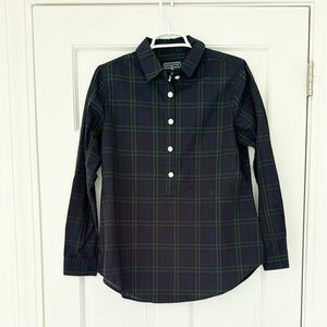 NWT DUFFIELD LANE shirt size S blue black plaid jewel pointe tunic blackwatch